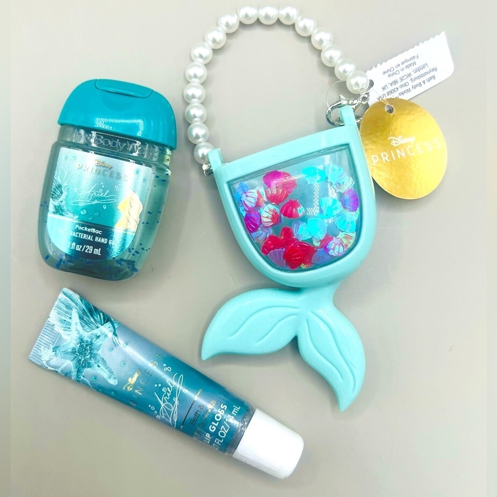 Bath & Body Works Disney ARIEL 3 Piece Set: PocketBac, Hand Gel, & Lip Gloss NEW